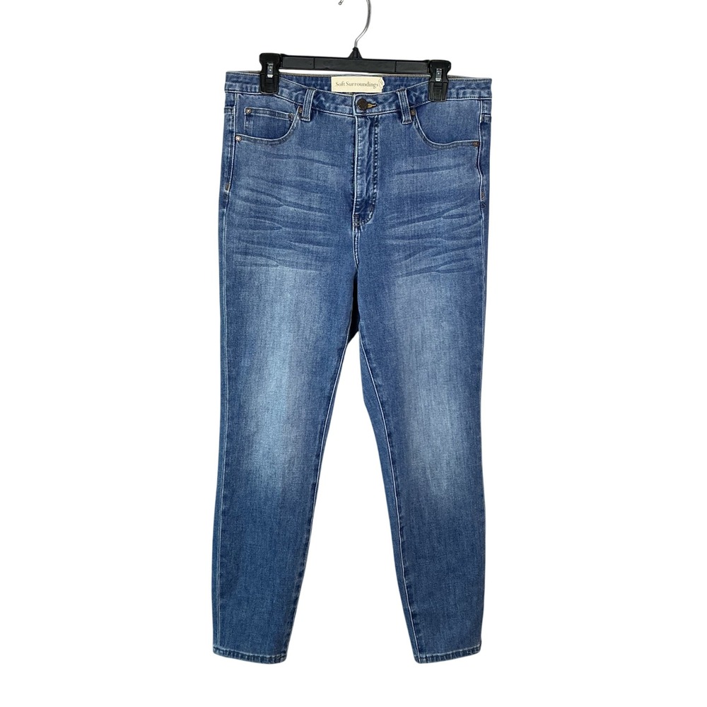 Soft Surroundings Womens High Rise Slim Leg Medium Wash Blue Denim Jeans 14